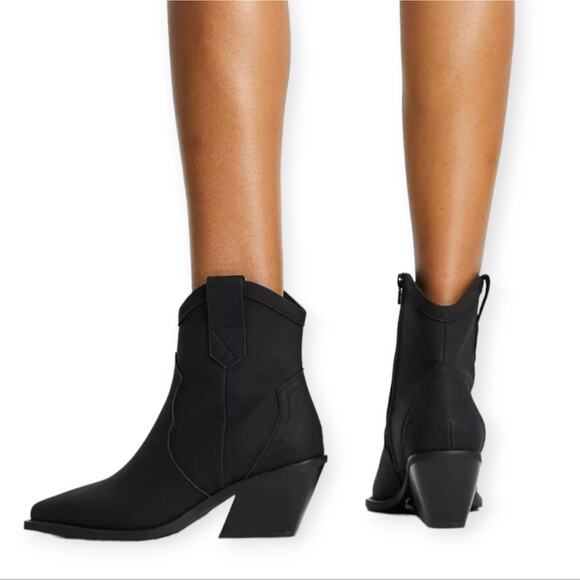 ASOS DESIGN SIZE 7 Rocket western ankle cowboy boots in black UK Size 5 - Picture 8 of 10